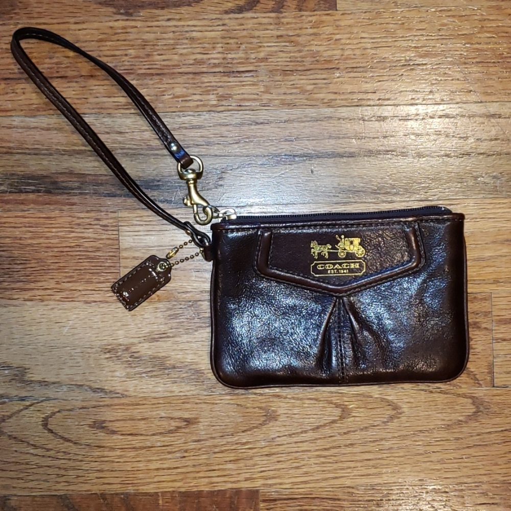Coach Brown Leather Wristlet